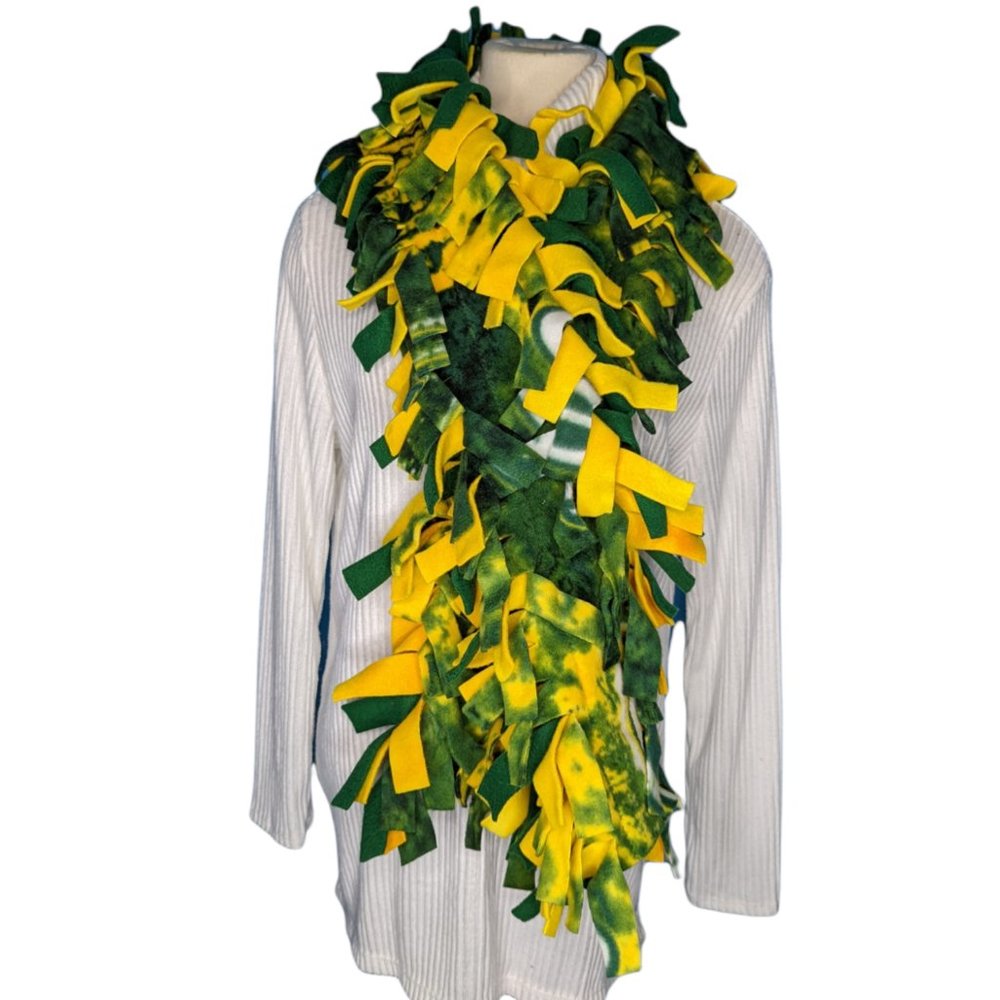 Fringe Fleece Scarf Winter Warm Unisex Women's Casual Green Gold Packers NEW